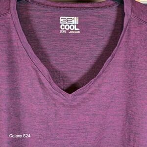 32 Degrees Cool V Neck Heathered T Shirt Purple XL/EG Short Sleeve Athletic